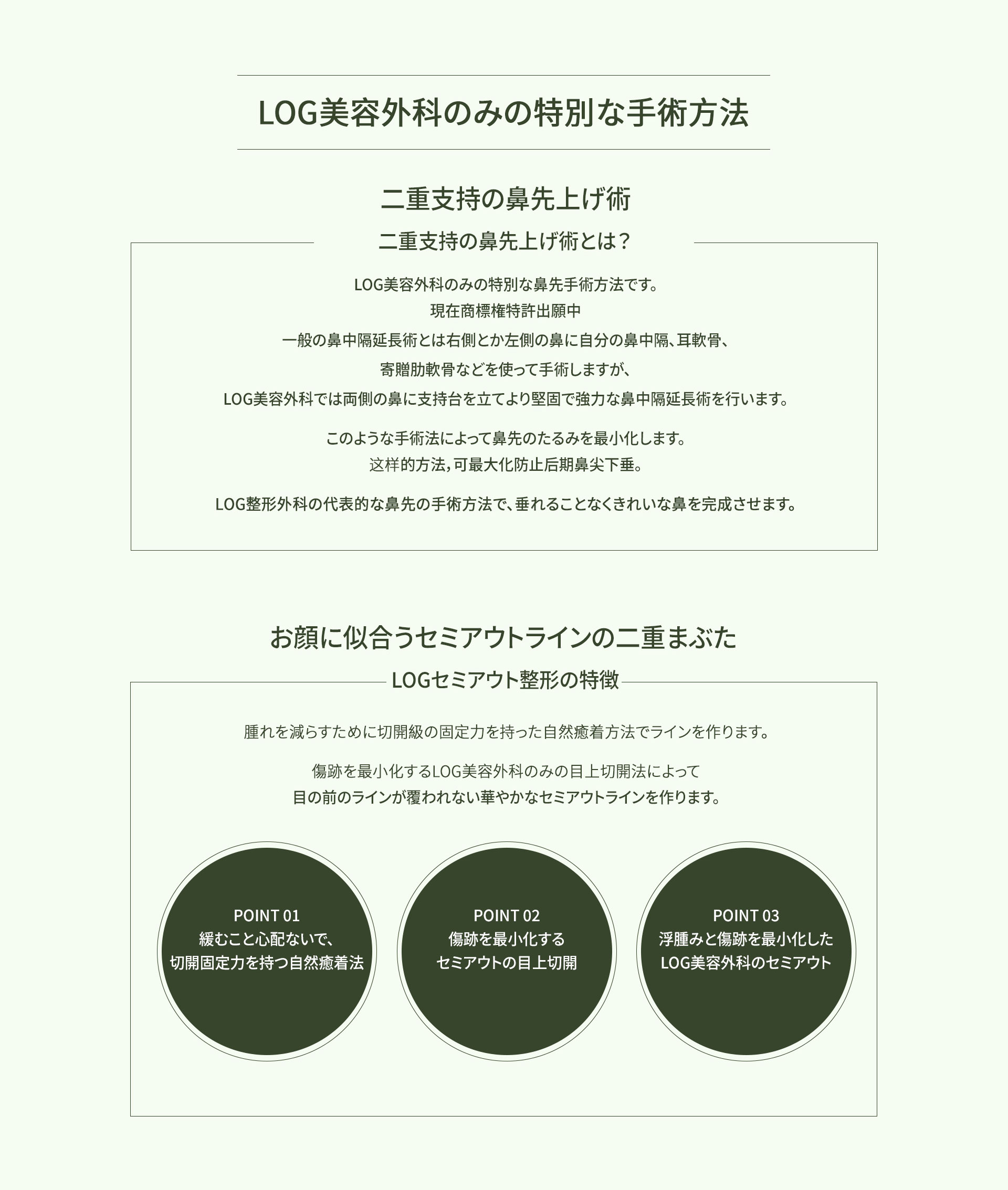 LOG美容外科のみの特別な手術方法